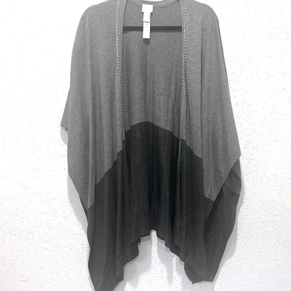 Chico's Elegant Gray Knit Poncho OS